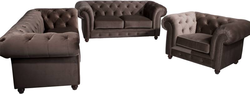 Max Winzer® Polstergarnitur »Old England Chesterfield, hochwertig und elegant«, (3 tlg.), mit edler Knopfheftung, 3-tlg. von Max Winzer®