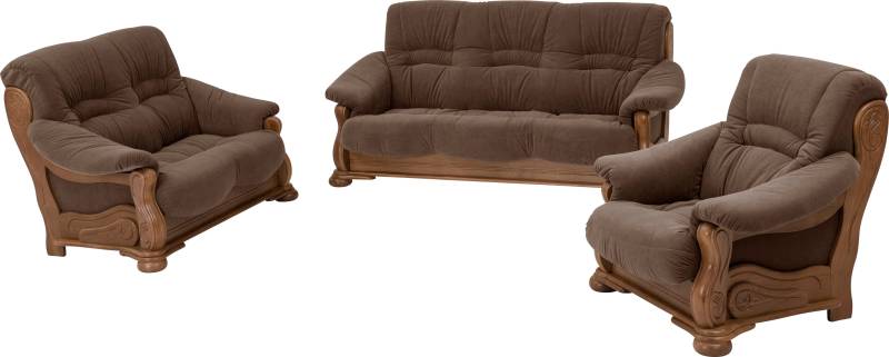 Max Winzer® Polstergarnitur »Texas Set besehend aus 2er- und 3er-Sofa, bequeme legere Polsterung«, mit dekorativem Eichenholzgestell, Retro Klassiker von Max Winzer®