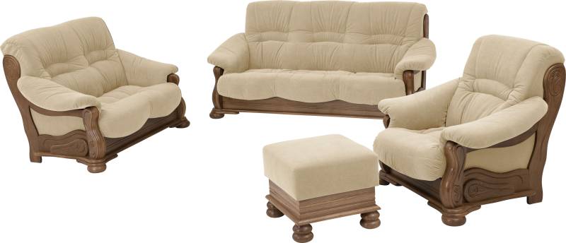 Max Winzer® Polstergarnitur »Texas Set besehend aus 2er- und 3er-Sofa, bequeme legere Polsterung«, mit dekorativem Eichenholzgestell, Retro Klassiker von Max Winzer®