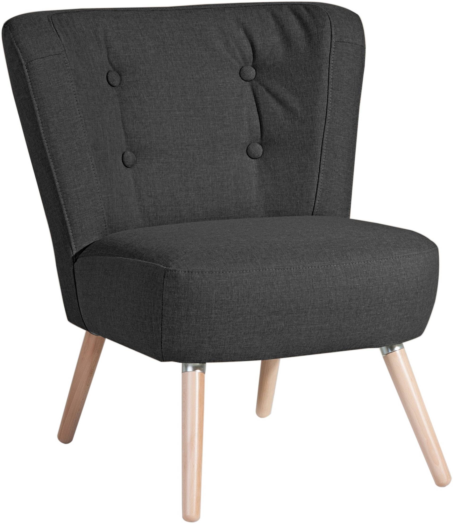 Max Winzer® Sessel »Nikki, Loungesessel, Retro und modern, Solitärsessel mit Knopfheftung«, kompakte Stellmasse, hohe Füsse von Max Winzer®