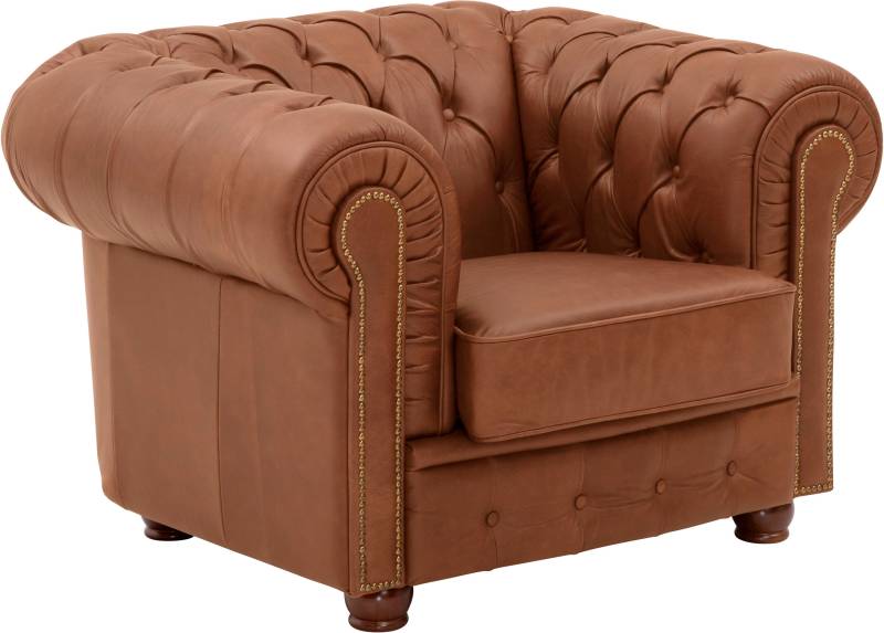 Max Winzer® Sessel »Norwin, Loungesessel, Chesterfield mit Ziernägeln in der Chatose,«, Clubsessel, klassisch, edel, modern und bequem von Max Winzer®