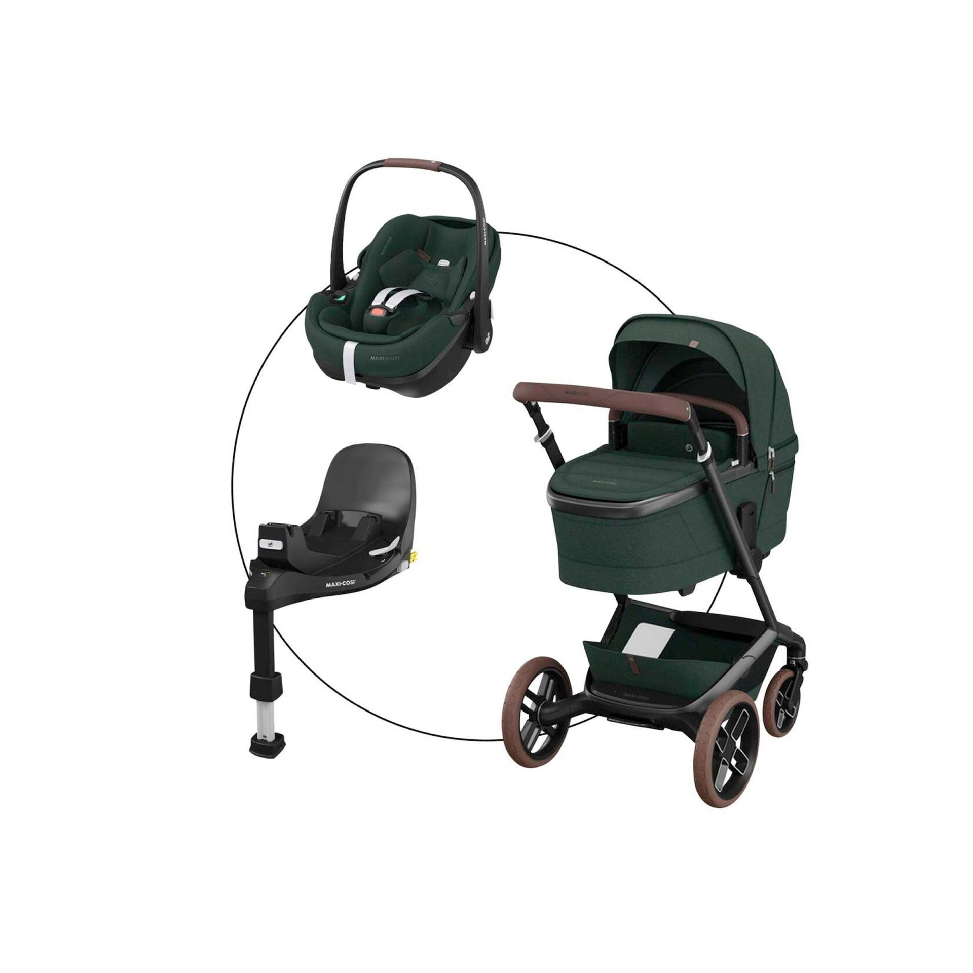 Kombikinderwagen Fame inkl. Babyschale Pebble 360 Pro 2 und Isofix-Basis FamilyFix 360 Pro von Maxi-Cosi