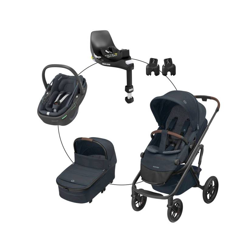 Kombikinderwagen Lila XP+ Travel-Set inkl. Babyschale Coral 360 i-Size und Isofix-Basis Familyfix 360 von Maxi-Cosi