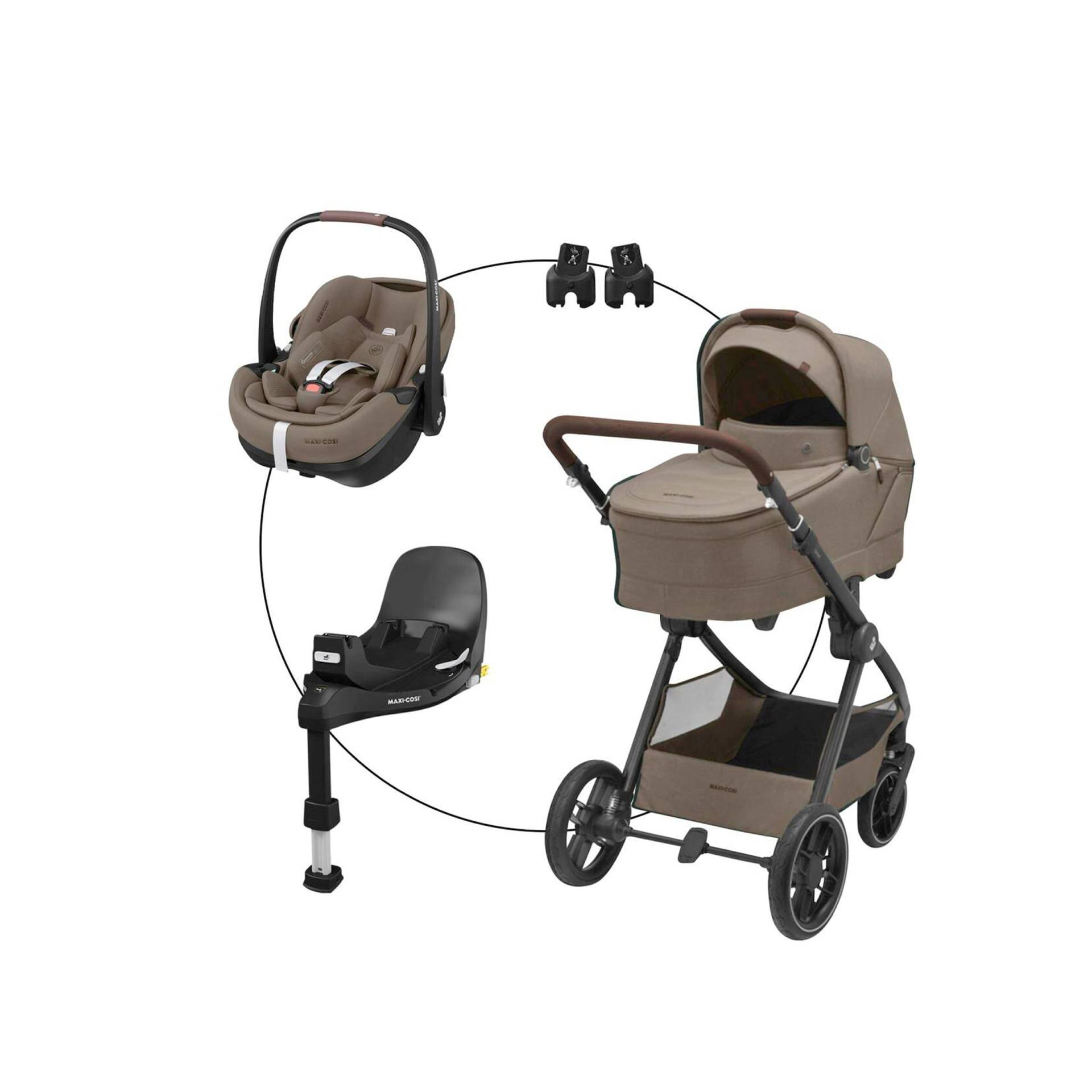 Kombikinderwagen Oxford+ Travel-Set inkl. Babyschale Pebble 360 Pro 2 und Isofix-Basis FamilyFix 360 Pro von Maxi-Cosi