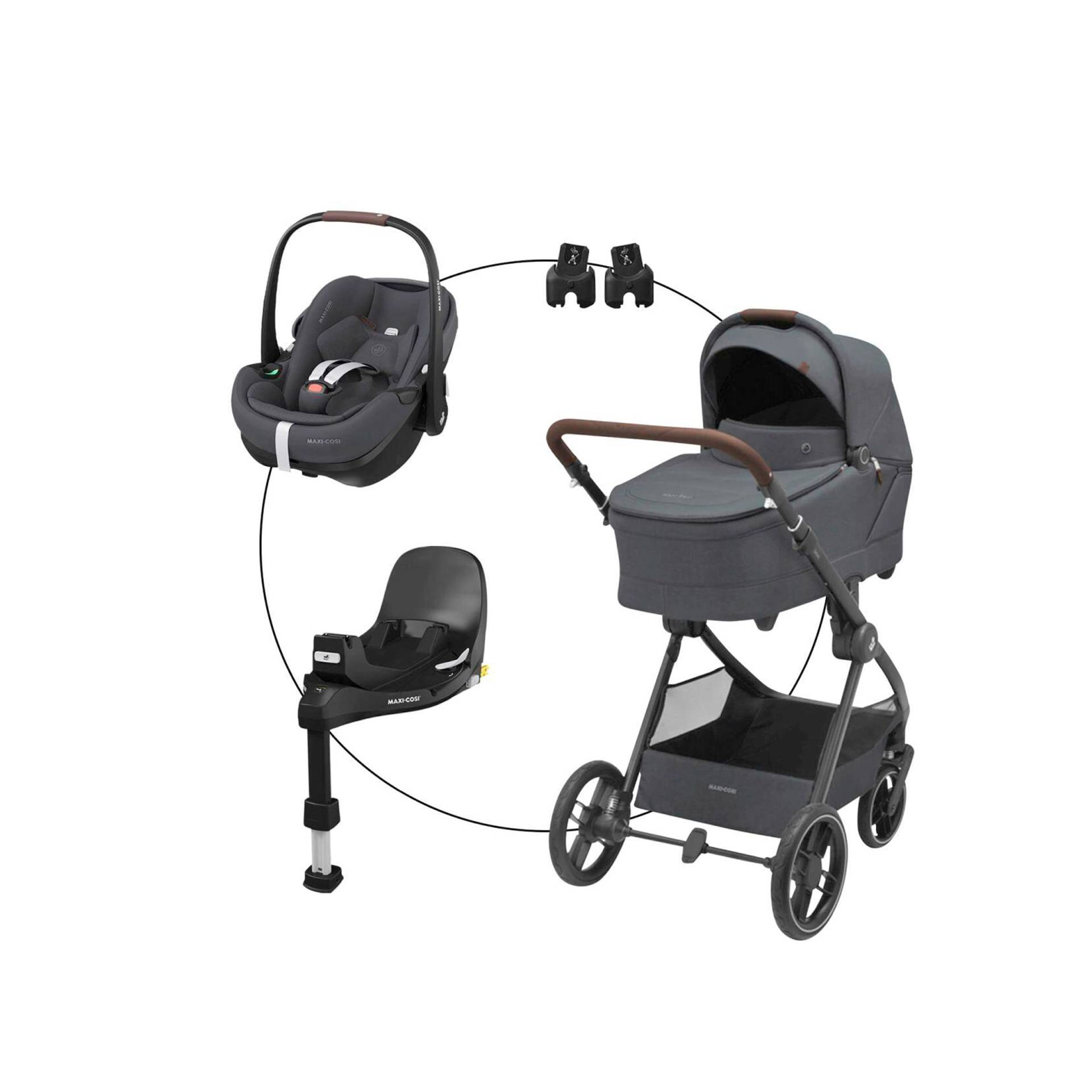 Kombikinderwagen Oxford+ Travel-Set inkl. Babyschale Pebble 360 Pro 2 und Isofix-Basis FamilyFix 360 Pro von Maxi-Cosi