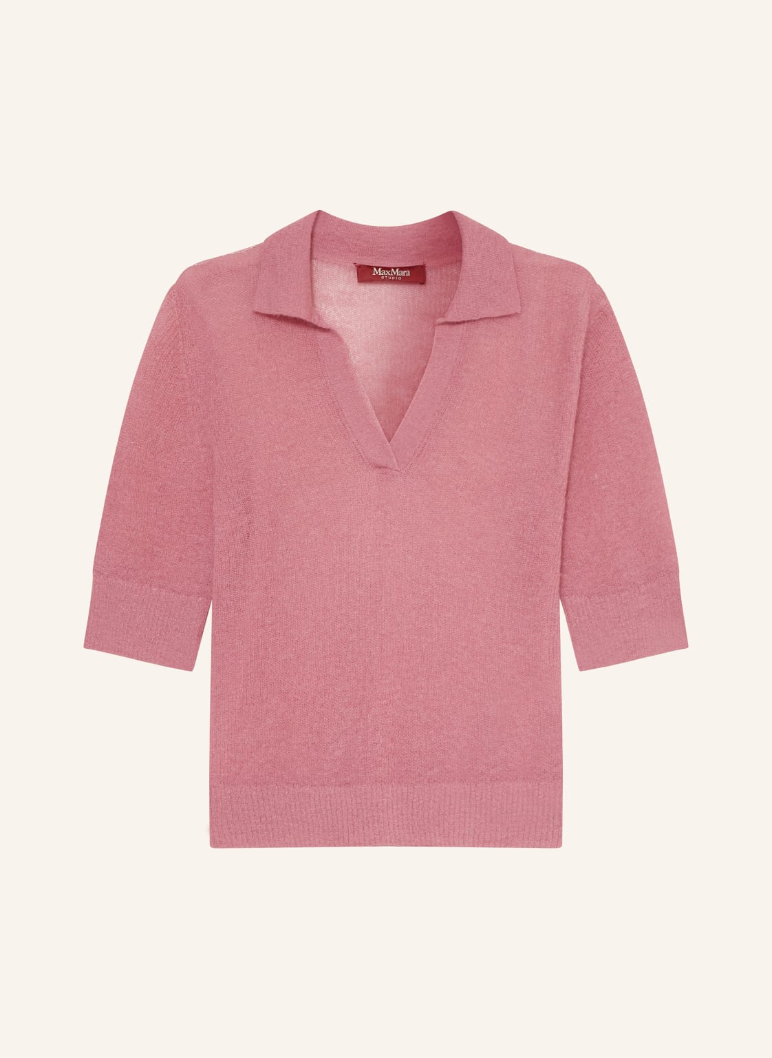 Max Mara Studio Strick-Poloshirt Pablo Mit 3/4-Arm Und Mohair pink von Max Mara STUDIO