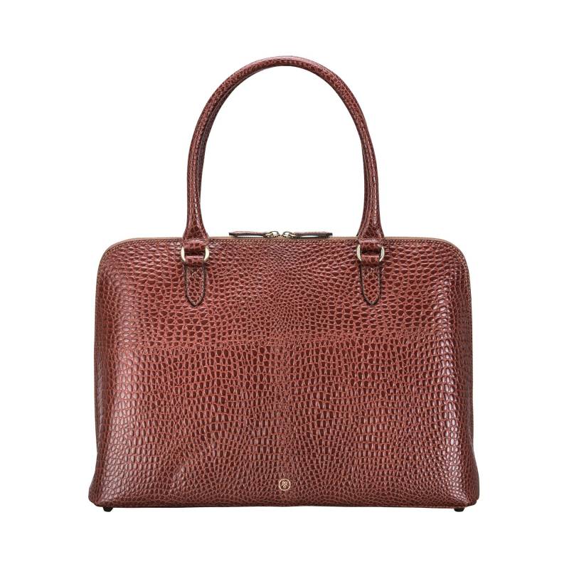 Fiorella Croco - Mock Croc Leder Handtasche Damen Braun ONE SIZE von Maxwell Scott