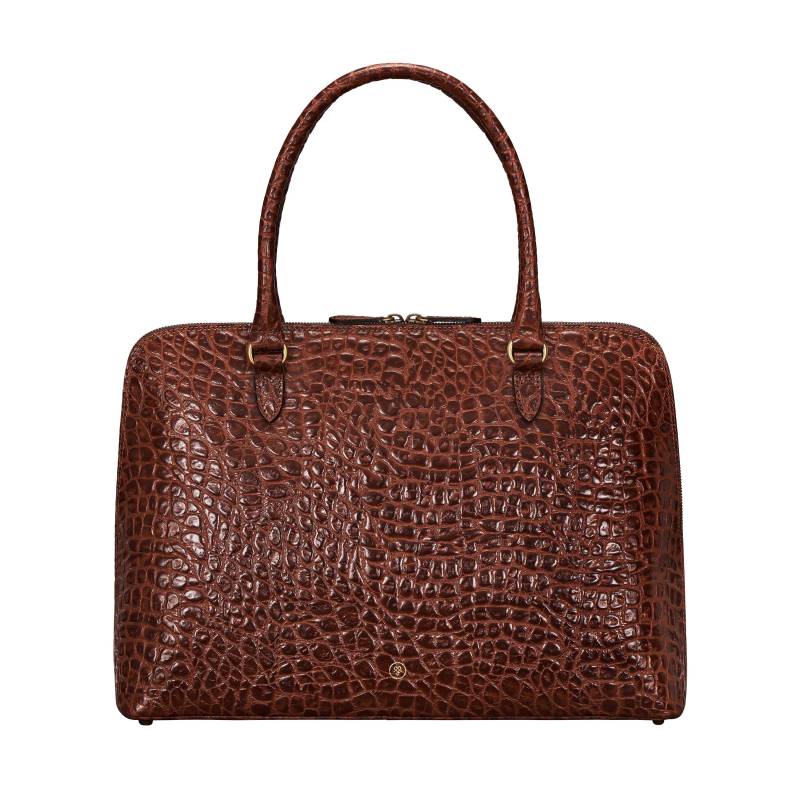 Fiorella Croco - Mock Croc Leder Handtasche Damen Braun ONE SIZE von Maxwell Scott