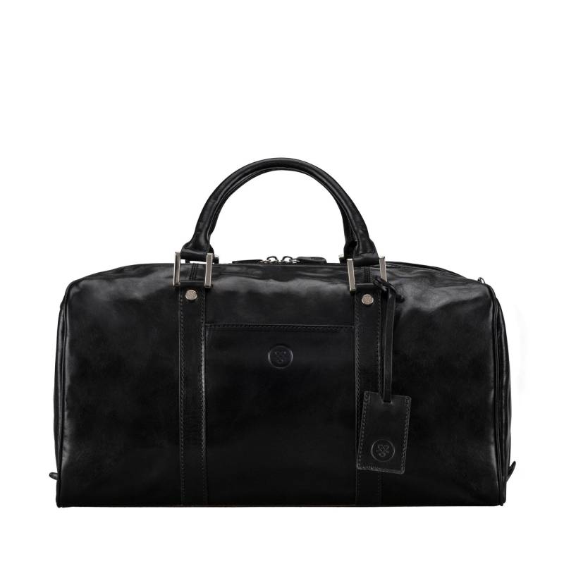 Fleros - Kleine Leder Weekender Reisetasche Unisex Schwarz ONE SIZE von Maxwell Scott