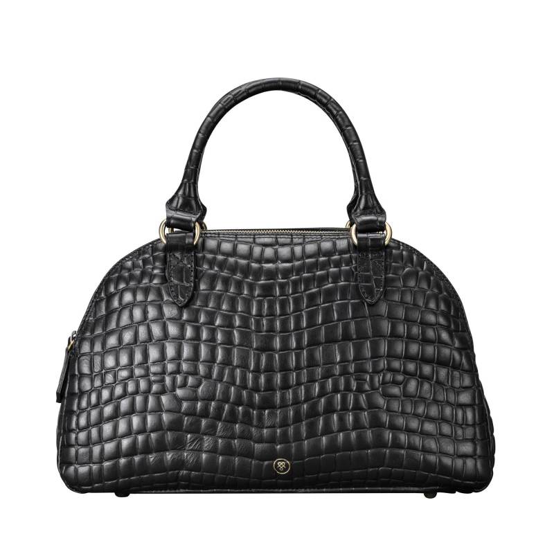 Lilianas Croco - Bowling Bag Handtasche In Krokodil Optik Damen Schwarz ONE SIZE von Maxwell Scott