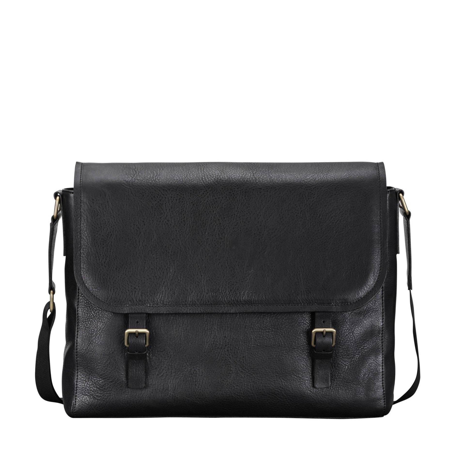 Ravenna - Weiche Leder Schultertasche Herren Schwarz ONE SIZE von Maxwell Scott