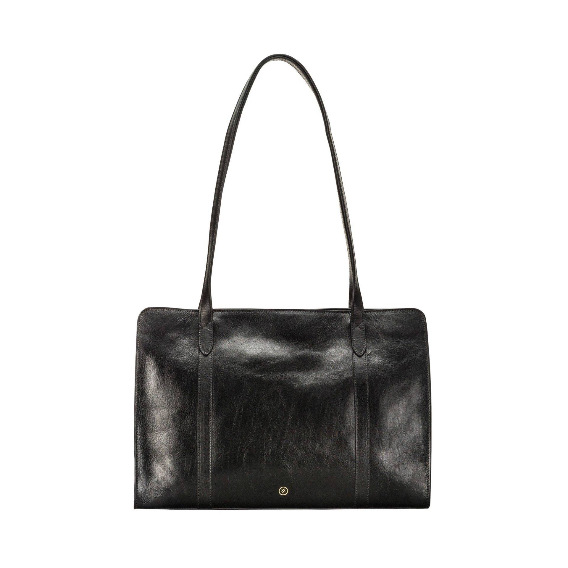 Rivara - Große Leder Schultertasche Damen Schwarz ONE SIZE von Maxwell Scott