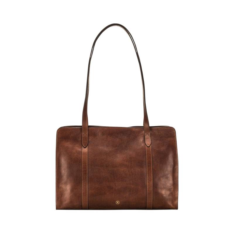 Rivara - Große Leder Schultertasche Damen Tan ONE SIZE von Maxwell Scott