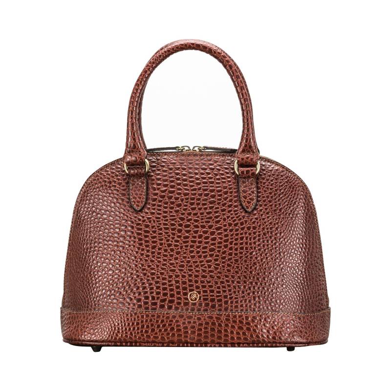 Rosa Croco - Krokodil Optik Leder Henkeltasche Damen Tan ONE SIZE von Maxwell Scott