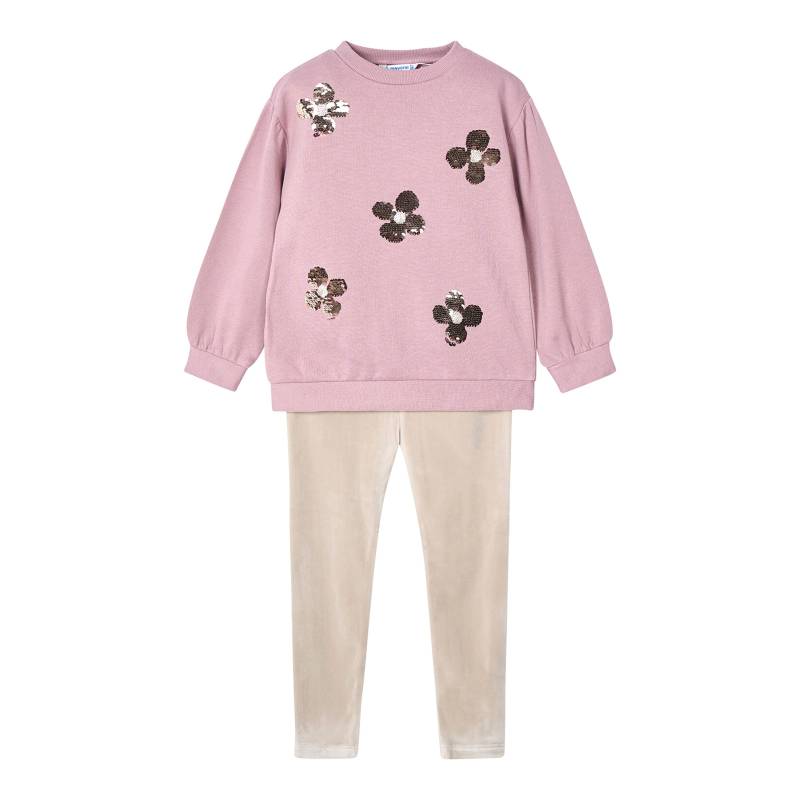 2-tlg. Set Sweatshirt und Samt-Leggings Wendepailletten-Blumen von Mayoral