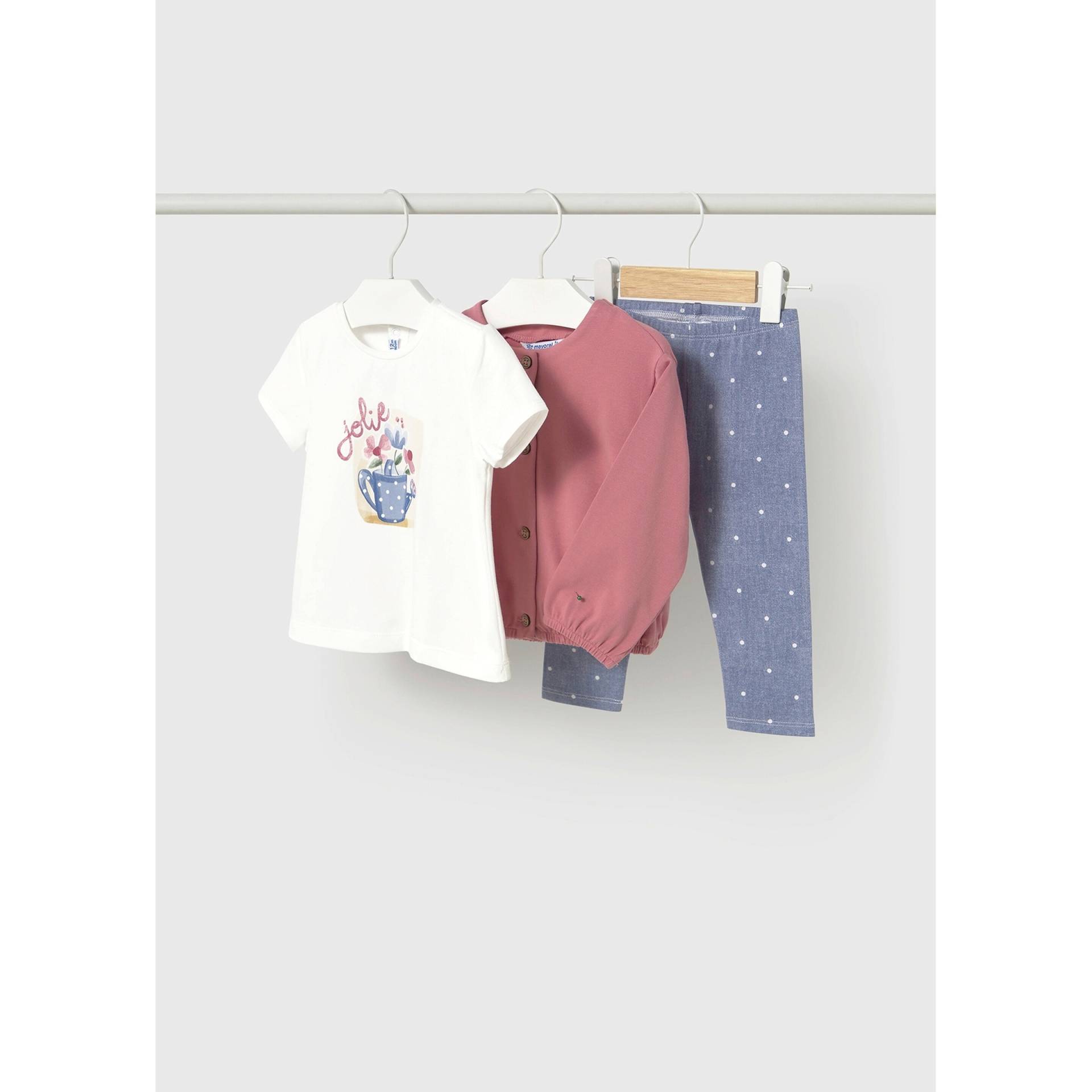 3-tlg. Set T-Shirt, Sweatjacke und Leggings Blumen 3-tlg. Set T-Shirt, Sweatjacke und Leggings Blumen von Mayoral