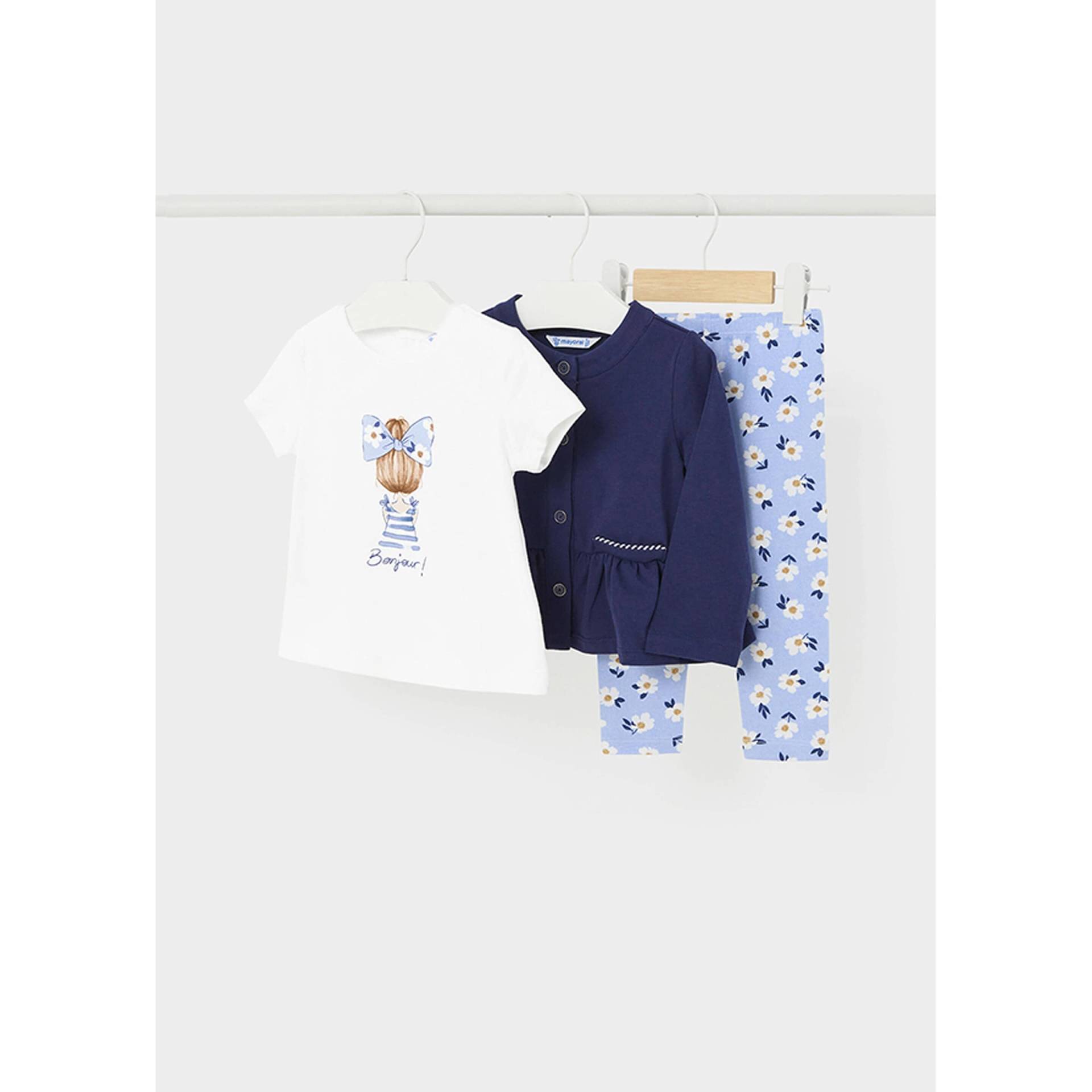 3-tlg. Set T-Shirt, Sweatjacke und Leggings Blumen von Mayoral