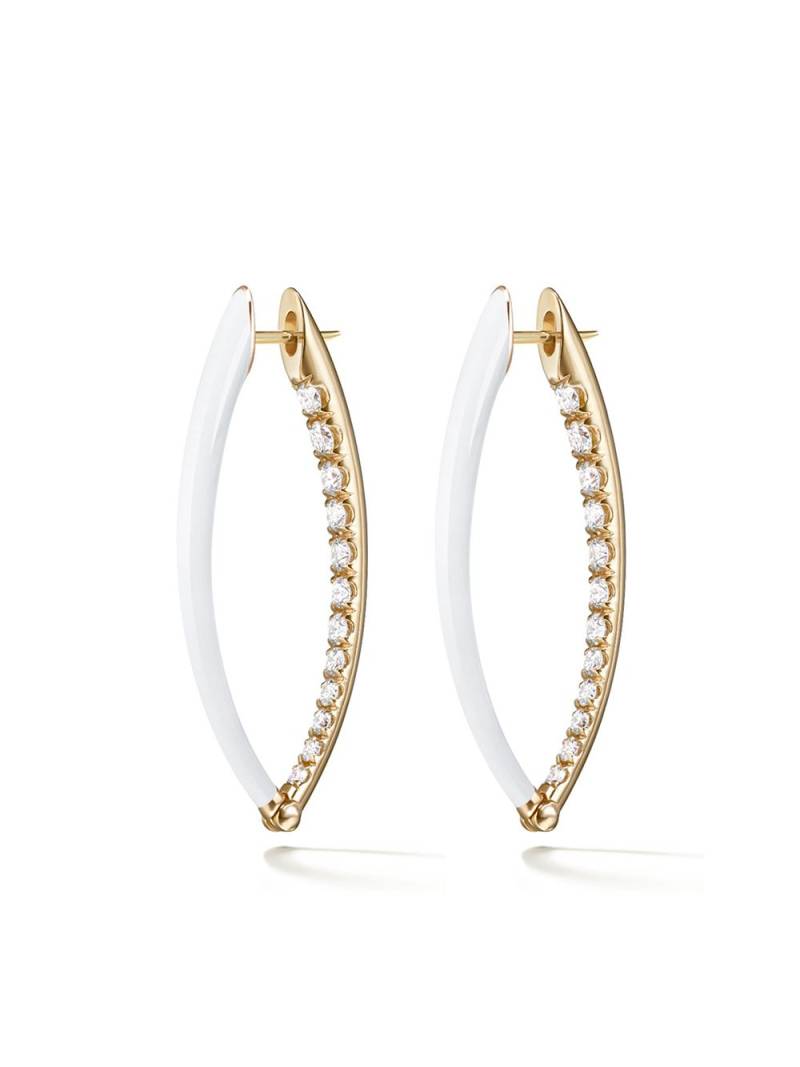 Melissa Kaye 18kt yellow gold and diamond Cristina hoop earrings von Melissa Kaye