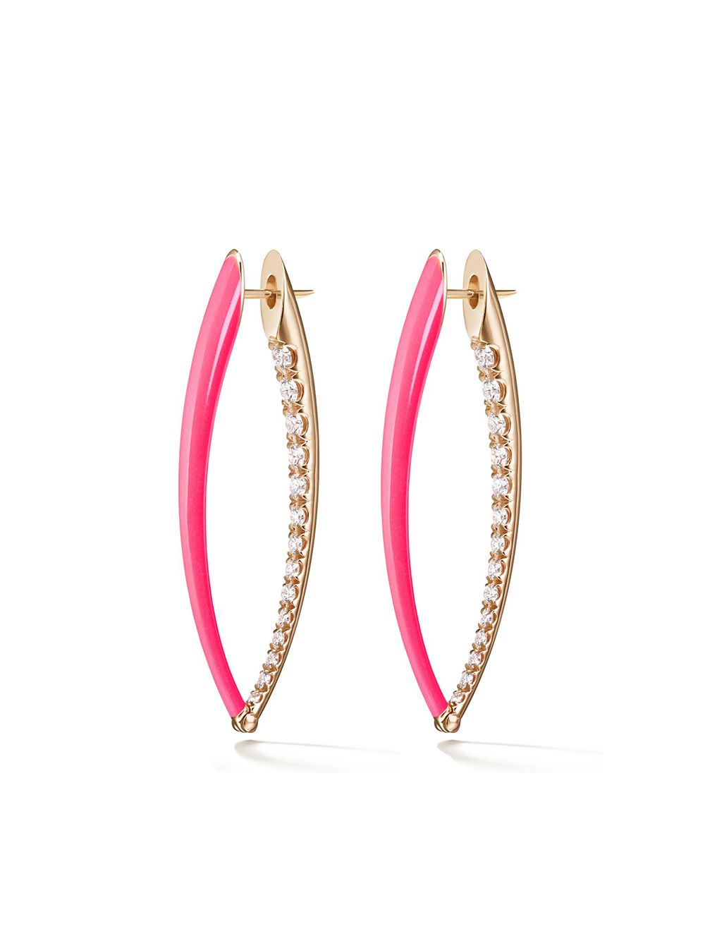 Melissa Kaye 18kt yellow gold and diamond Cristina large hoop earrings - Pink von Melissa Kaye