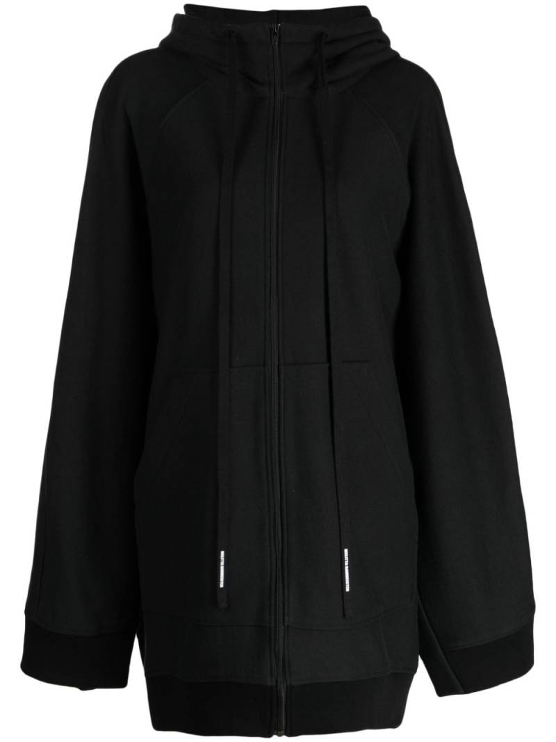 Melitta Baumeister longline zip-up cotton hoodie - Black von Melitta Baumeister