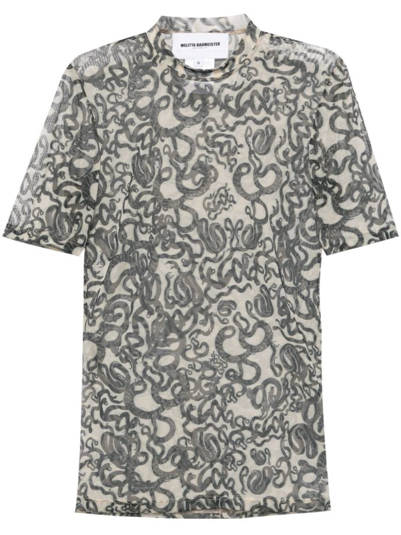 Melitta Baumeister snake-print semi-sheer T-shirt - Multicolour von Melitta Baumeister