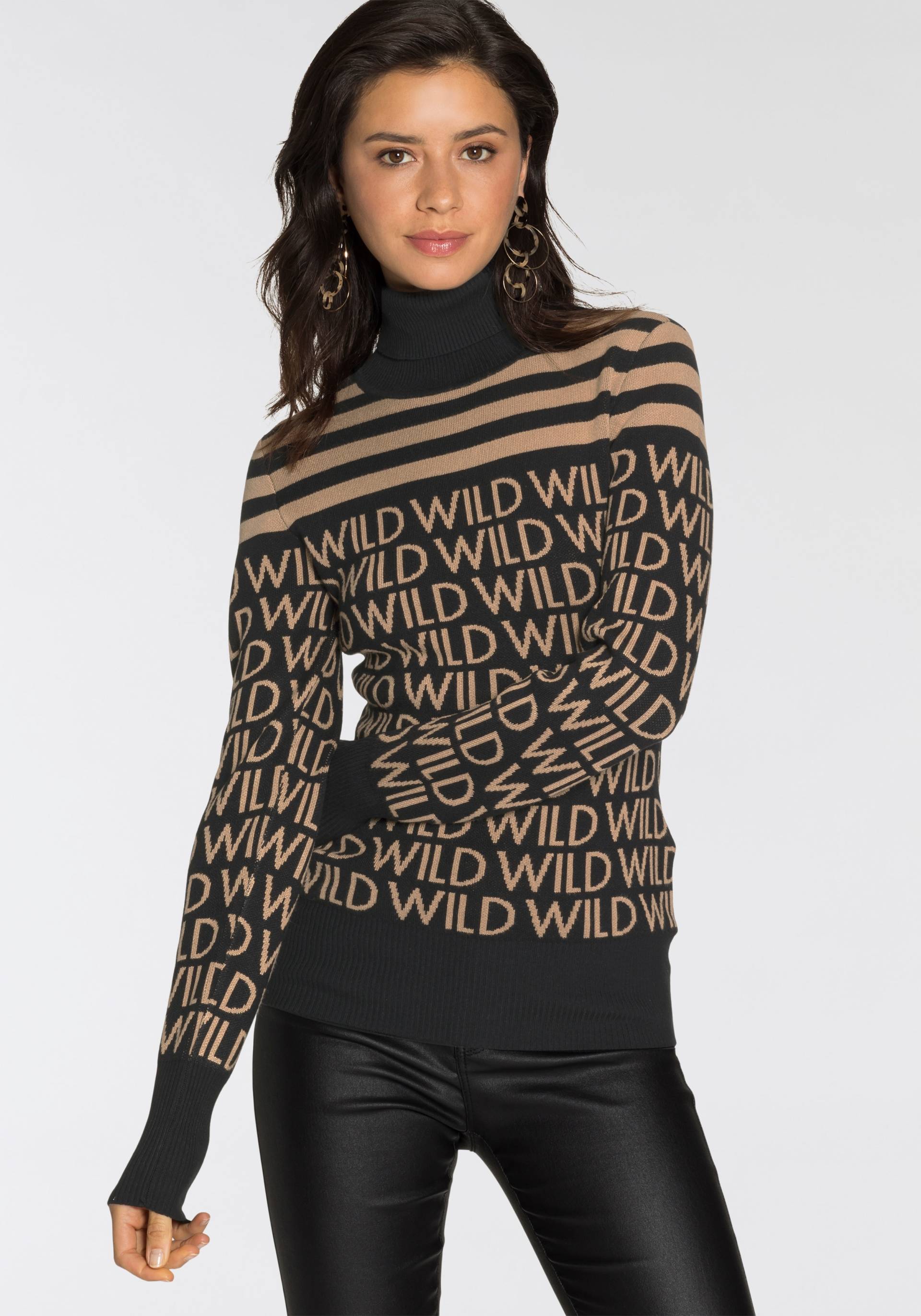 Melrose Rollkragenpullover, mit Streifen und Wording Melrose Rollkragenpullover, mit Streifen und Wording von Melrose