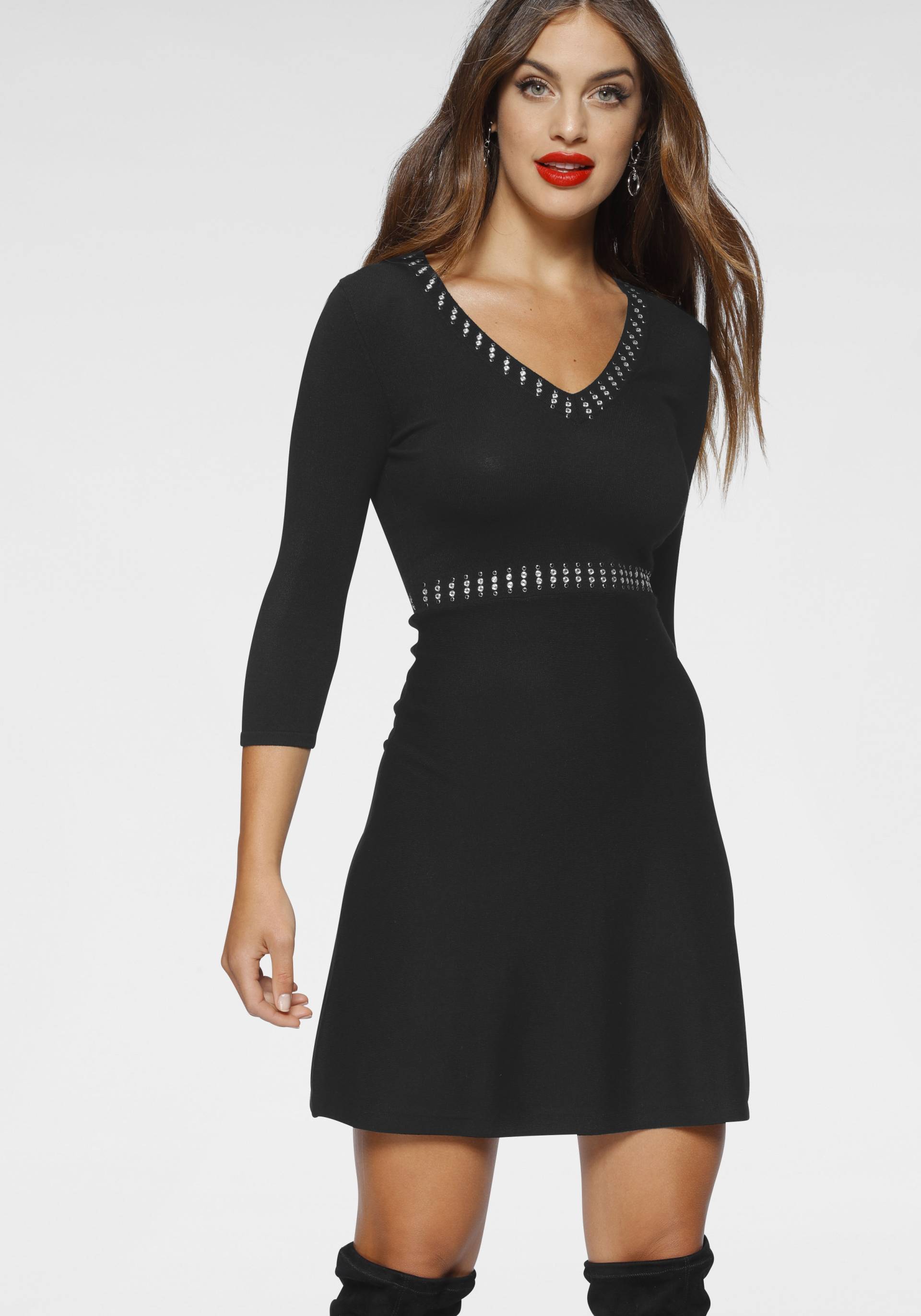 Melrose Strickkleid, kurzes Kleid, femininer Stil, aus Viskosemischung, 3/4-Ärmel Melrose Strickkleid, kurzes Kleid, femininer Stil, aus Viskosemischung, 3/4-Ärmel von Melrose