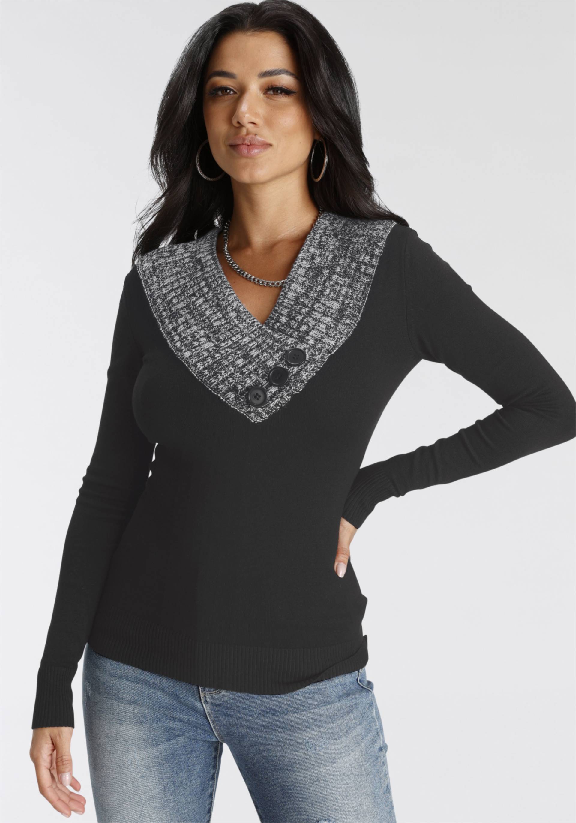 Melrose Strickpullover, mit Kontrastkragen von Melrose