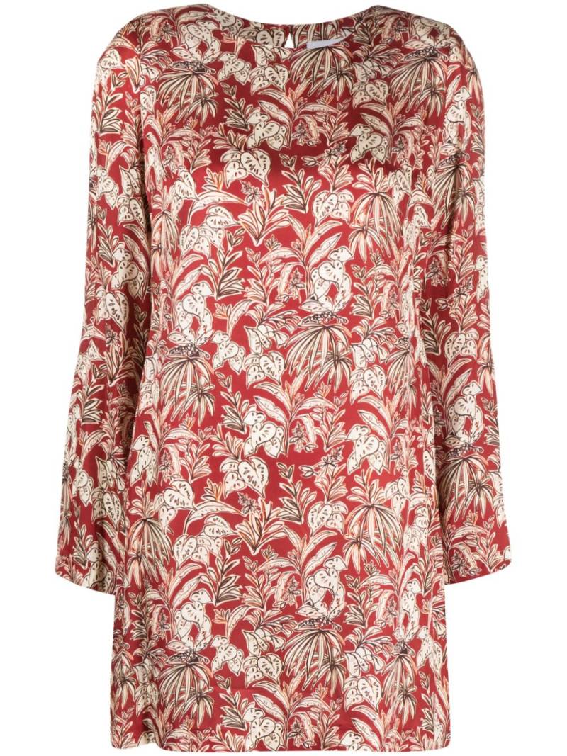 Merci leaf-print long-sleeve dress - Red von Merci