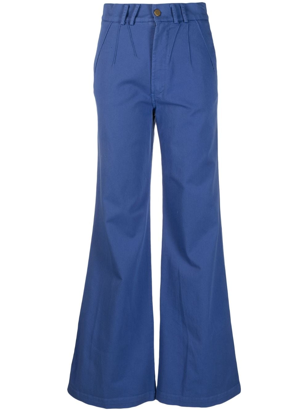 Merci wide-leg cotton-poplin trousers - Blue von Merci