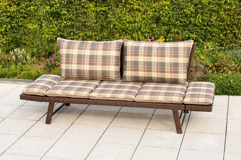 MERXX Gartenbank »Daybed Rattan«, BxTxH: 172x64x78 cm, mit Auflage und Rückenkissen von Merxx