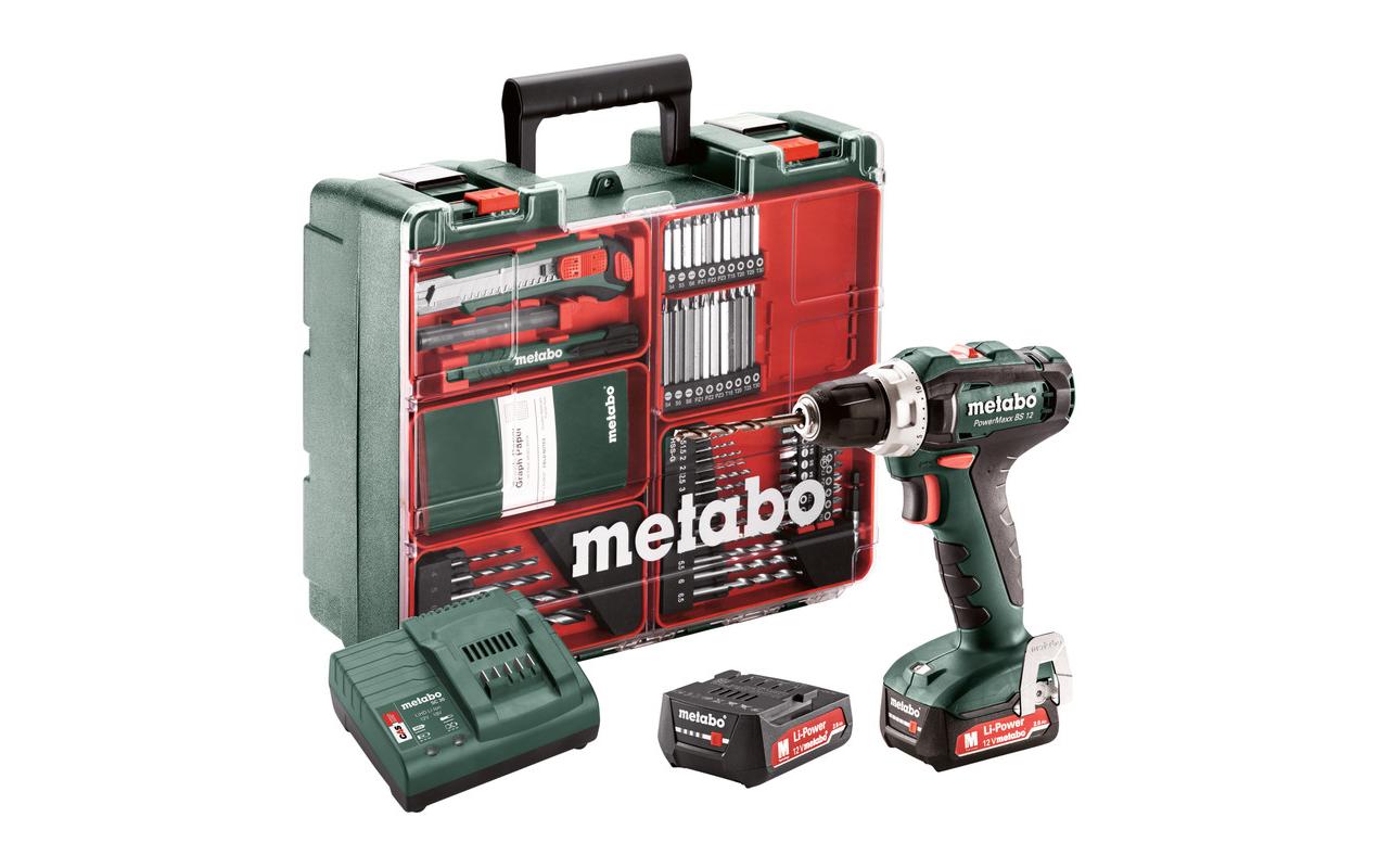 metabo Akku-Bohrschrauber »Metabo Akku-Bohrschrauber PowerMaxx«, Mit zweitem Akku/Ladegerät und Aufsätzen von Metabo