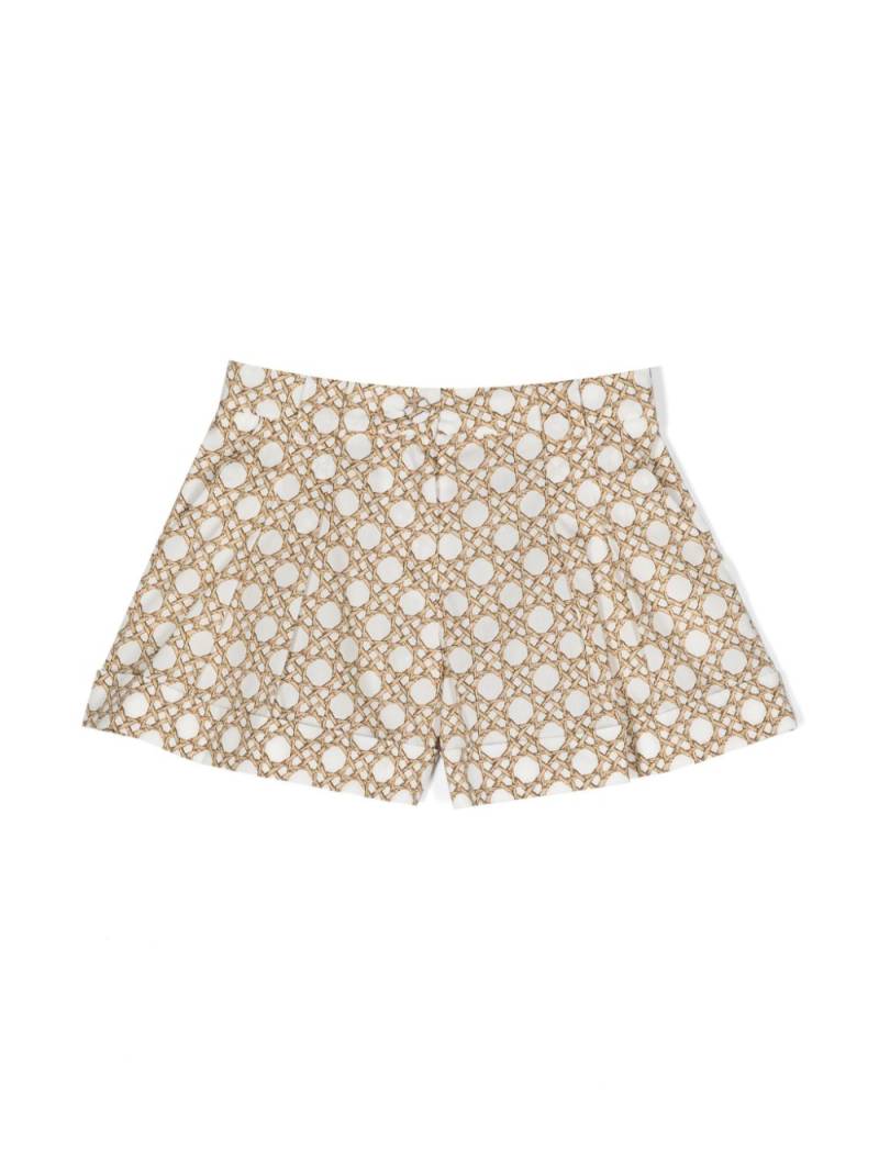 Mi Mi Sol geometric-print cotton shorts - White von Mi Mi Sol