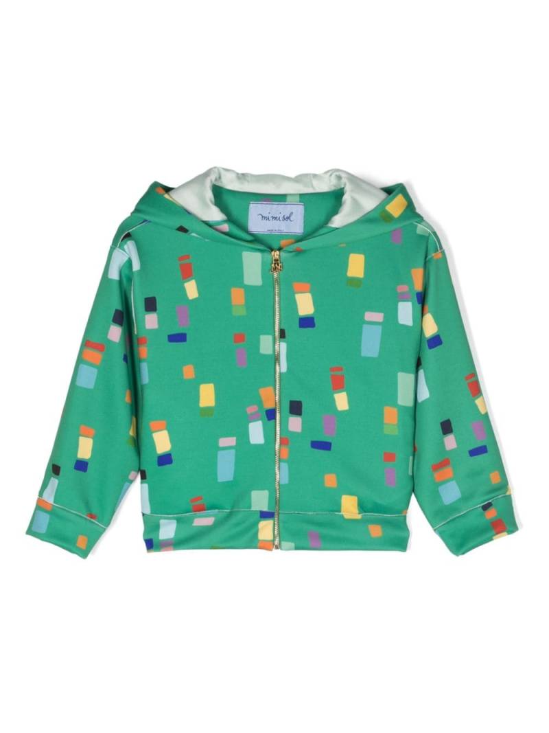 Mi Mi Sol graphic-print ruffle-detail hoodie - Green von Mi Mi Sol