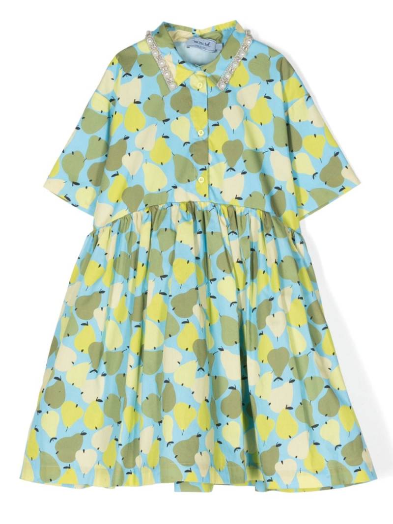 Mi Mi Sol pear-print poplin dress - Blue von Mi Mi Sol