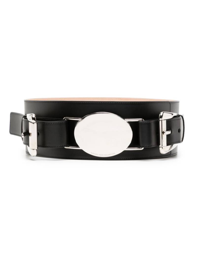 Michael Kors Collection double-buckle leather belt - Black von Michael Kors Collection