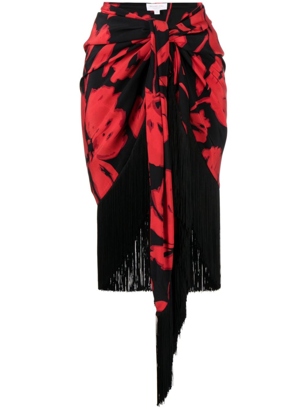 Michael Kors Collection floral-print fringed pareo skirt - Black von Michael Kors Collection