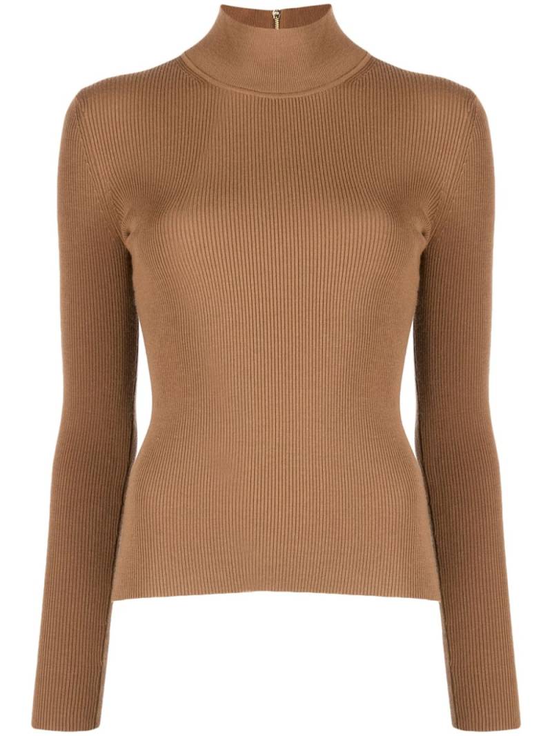 Michael Kors Collection ribbed-knit zip-up jumper - Brown von Michael Kors Collection