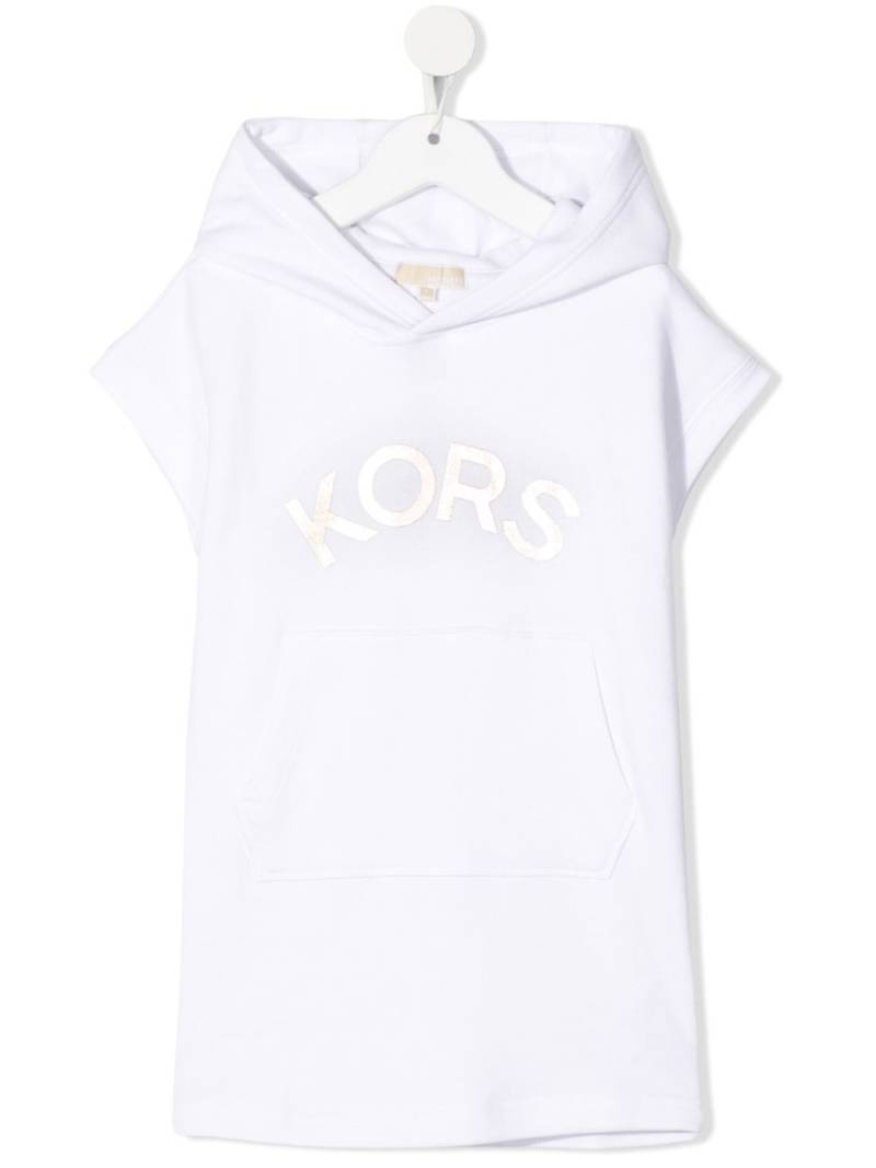 Michael Kors Kids cotton logo-print hooded dress - White von Michael Kors Kids