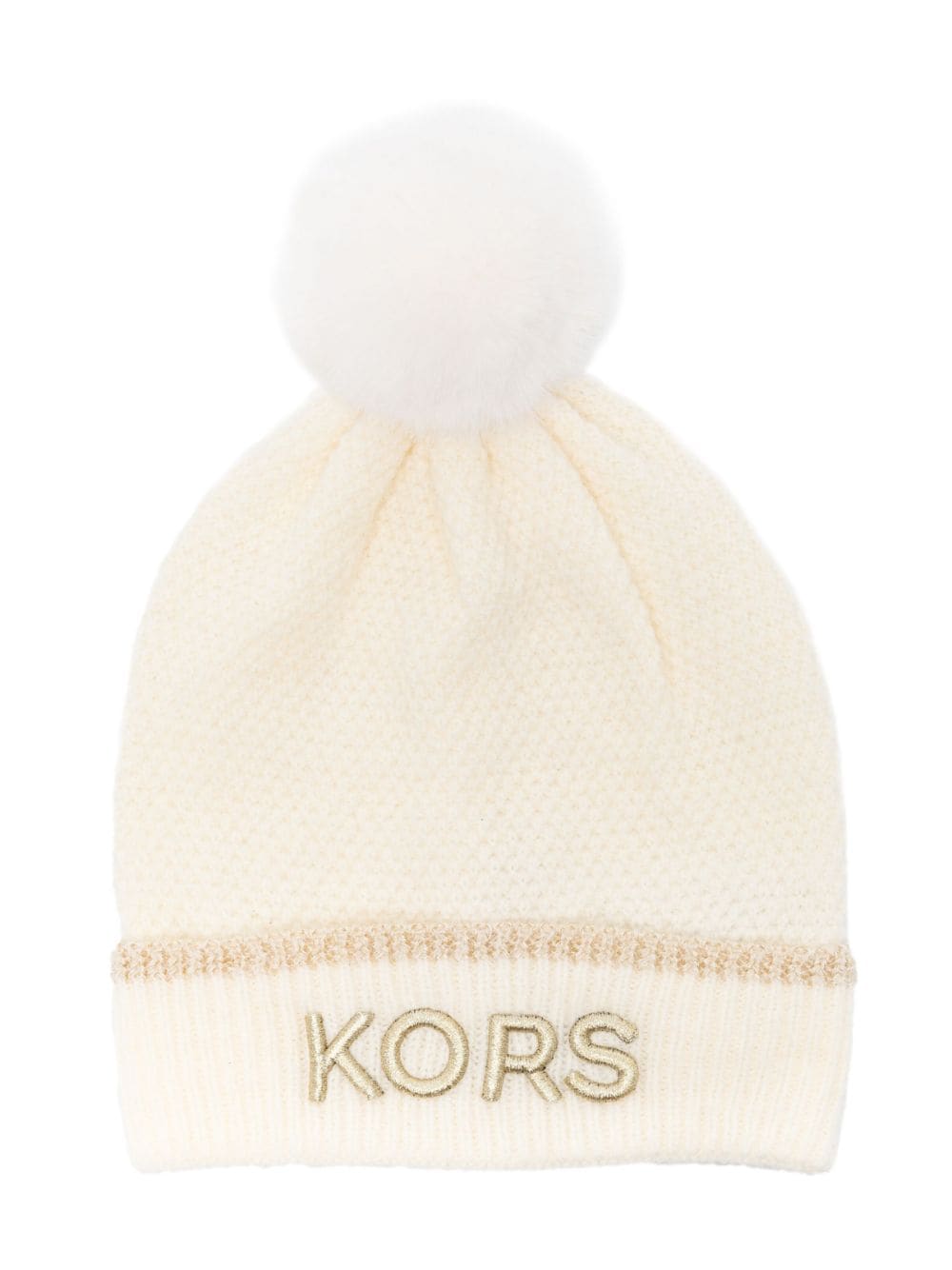 Michael Kors Kids embroidered-logo pompom beanie - Neutrals von Michael Kors Kids