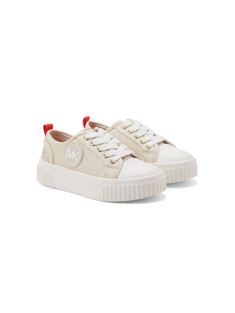 Michael Kors Kids logo-appliqué lurex sneakers - Neutrals von Michael Kors Kids