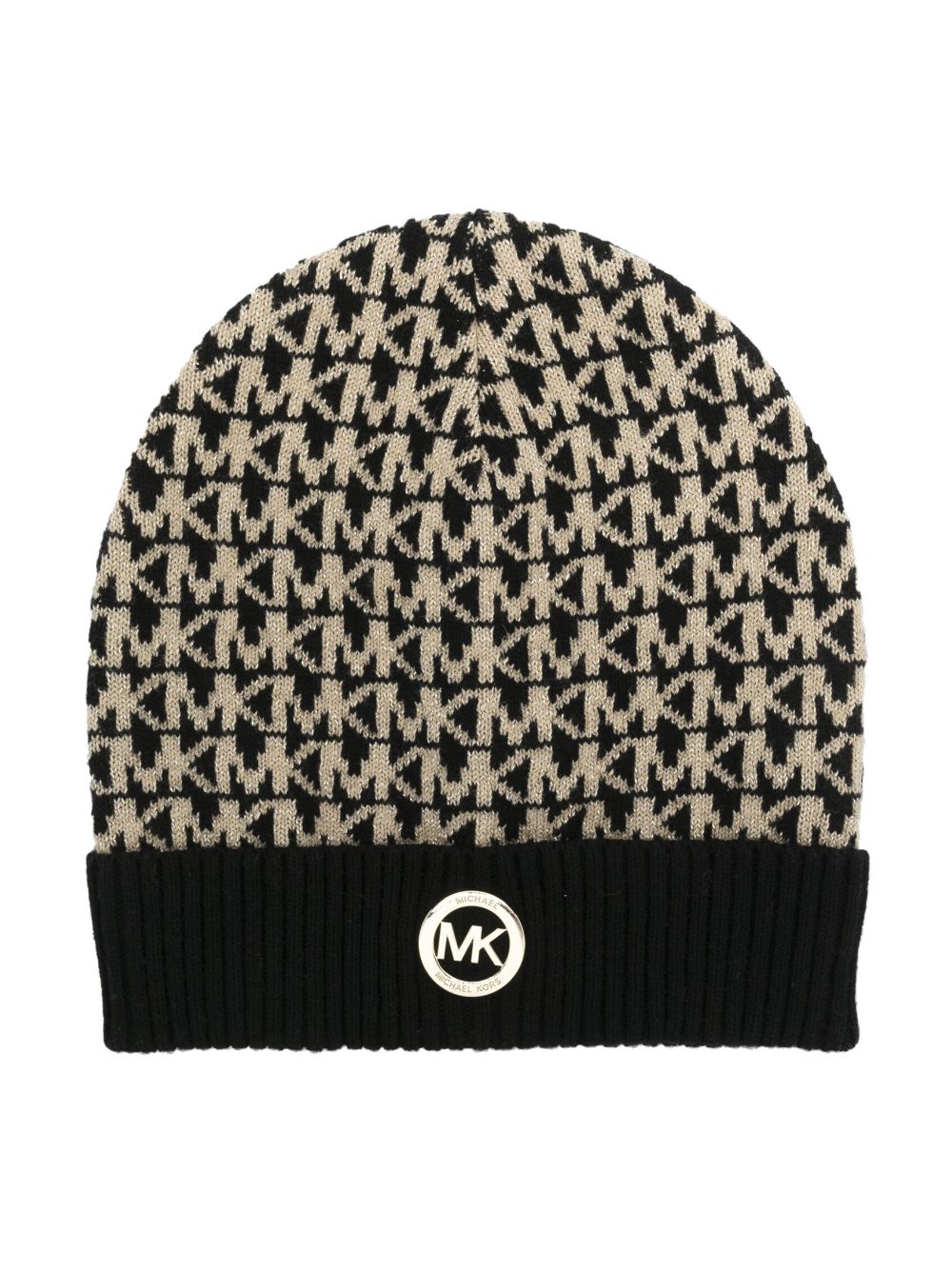 Michael Kors Kids logo-plaque monogram knitted hat - Black von Michael Kors Kids