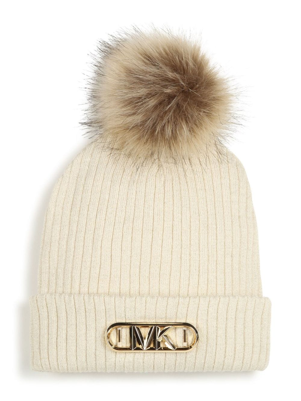 Michael Kors Kids logo-plaque pompom beanie - Neutrals von Michael Kors Kids