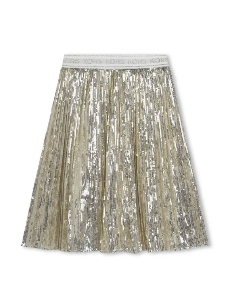 Michael Kors Kids logo-waistband sequin-embellished skirt - Gold von Michael Kors Kids