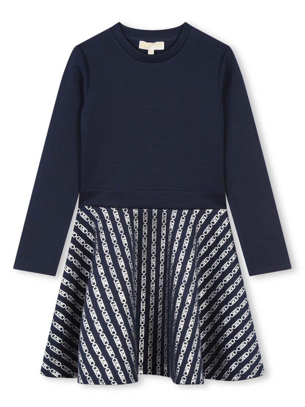 Michael Kors Kids monogram panelled skater dress - Blue von Michael Kors Kids