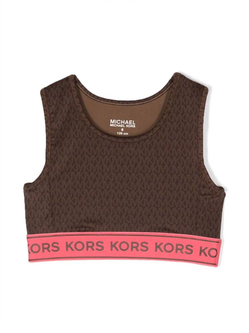 Michael Kors Kids monogram-print cropped top - Brown von Michael Kors Kids