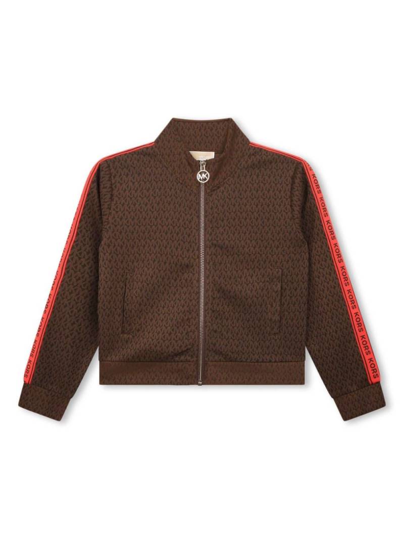 Michael Kors Kids monogram-print zip-up sweatshirt - Brown von Michael Kors Kids