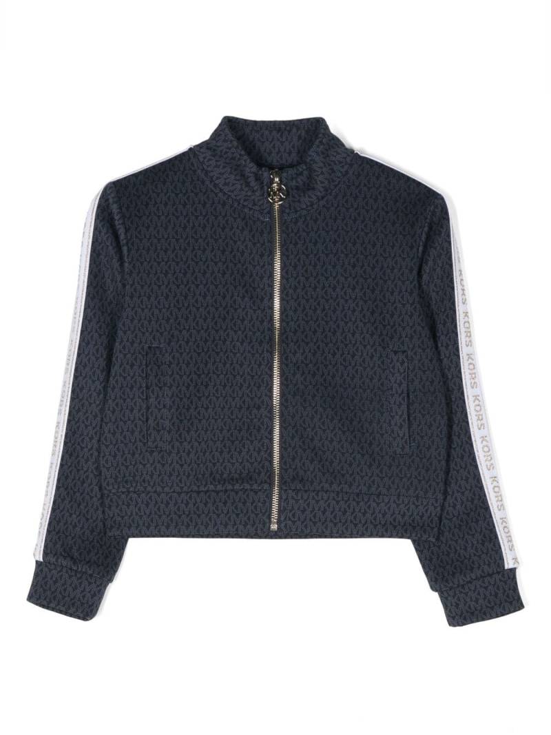 Michael Kors Kids monogram-print zipped cardigan - Blue von Michael Kors Kids