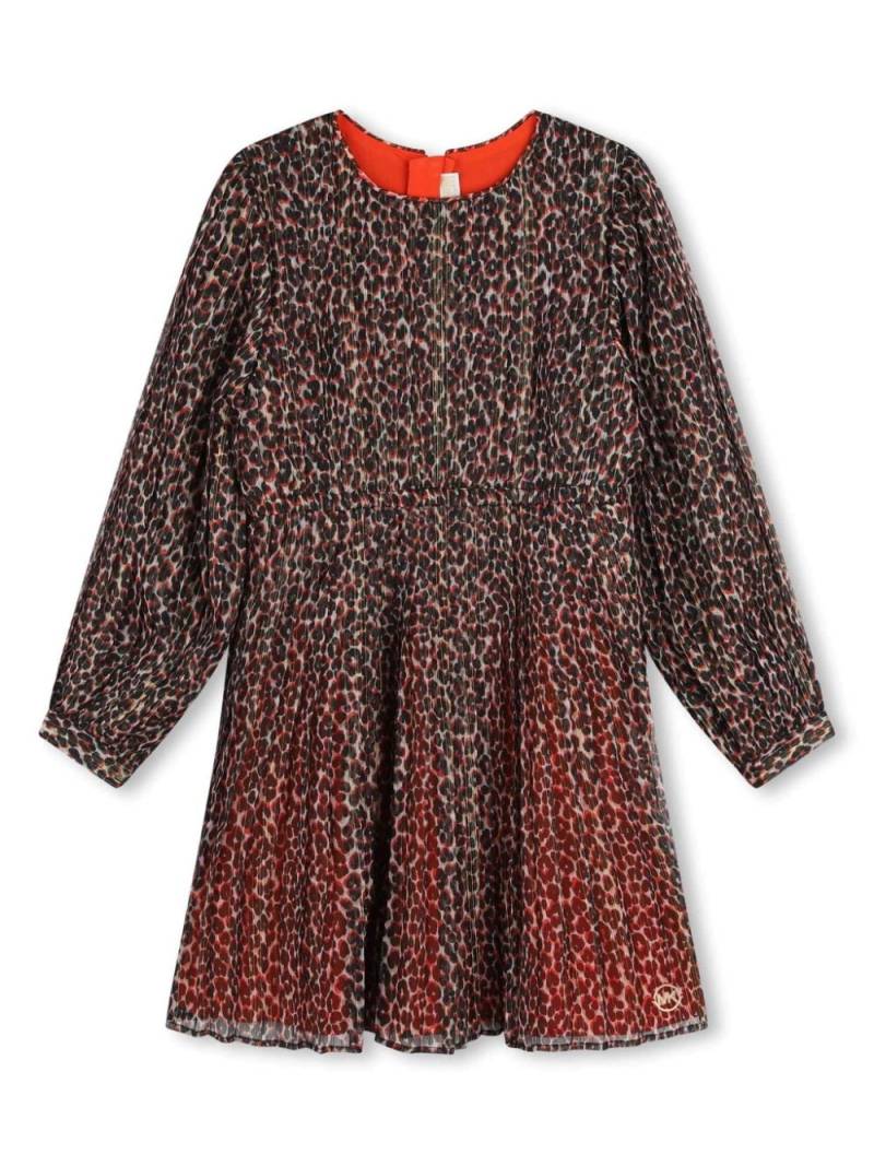 Michael Kors Kids pleated leopard-print dress - Red von Michael Kors Kids