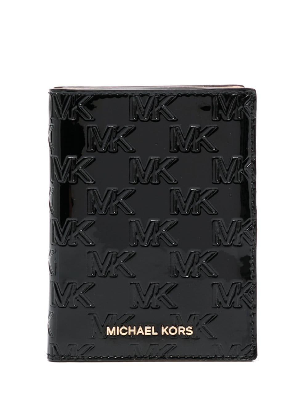 Michael Kors Bedfors debossed-monogram passport wallet - Black von Michael Kors